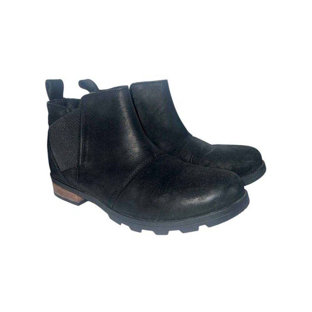Sorel Emelie Waterproof Chelsea Leather Ankle Boots Black Women's 7